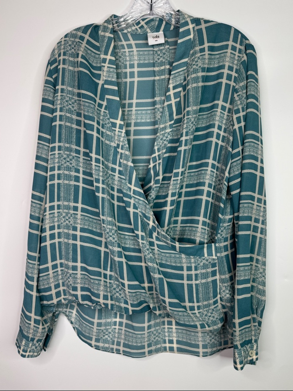 Cabi Blue Plaid Long Sleeve Blouse Size Small